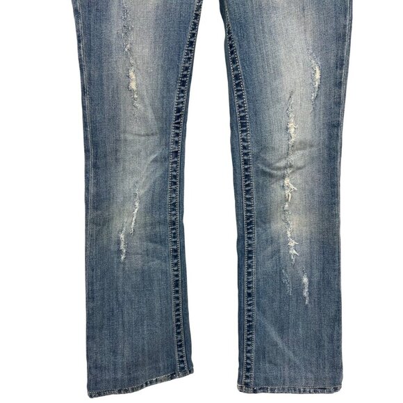 Miss Me Womens Boot Cut Jeans Size 28 Distressed Jewel Stretch Denim Y2K EUC - Picture 5 of 12